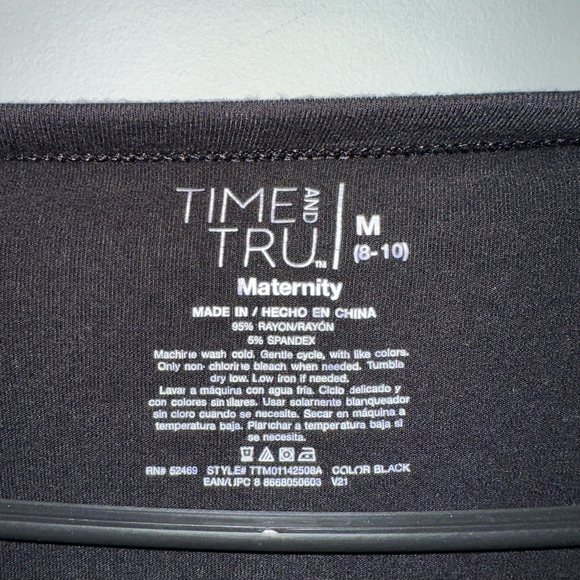 Time and Tru Women’s Maternity Blouse Size M Black (8-10) tie front button down - Picture 3 of 8